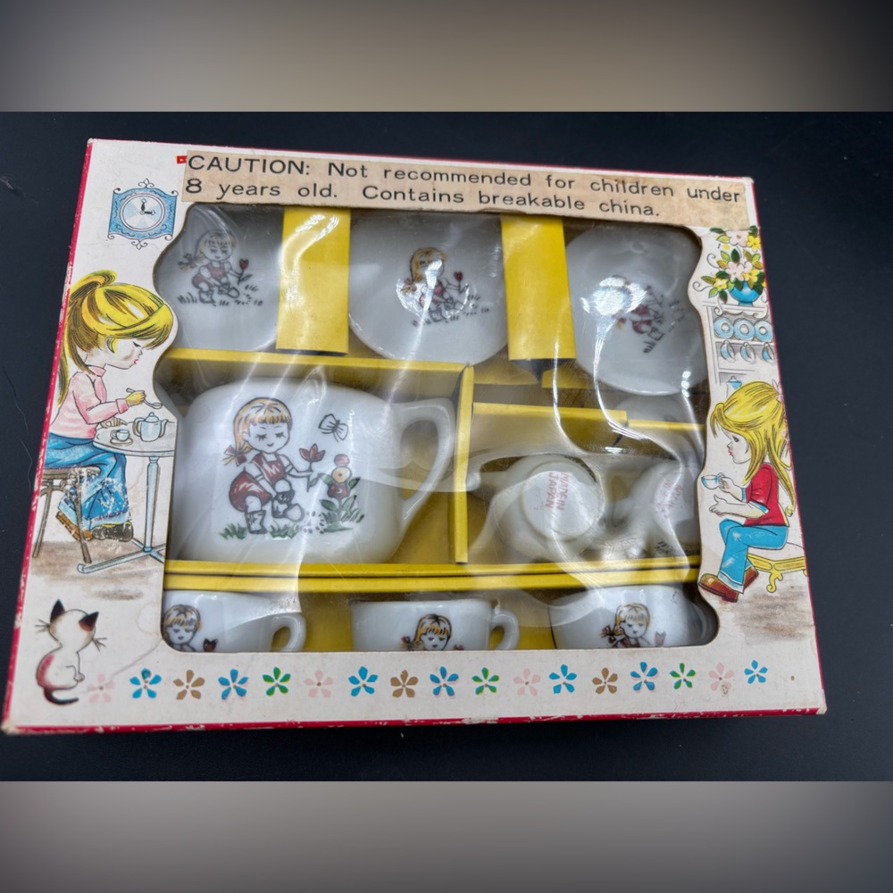 VTG China Tea Set Toy Child  Made In Japan Original Box Reevesline 11 Pieces